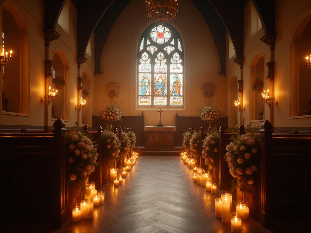 Candlelit memorial ceremony in a Scottish chapel